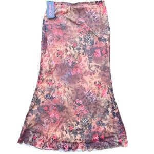 ROMWE Grunge Floral Lettuce Trim Mesh Overlay Mermaid Hem Skirt|Sz:M US:6 EUR:38